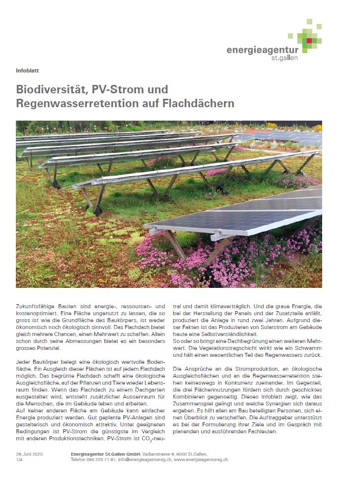 Biodiversität, PV-Strom und Regenwasserretention auf Flachdächern