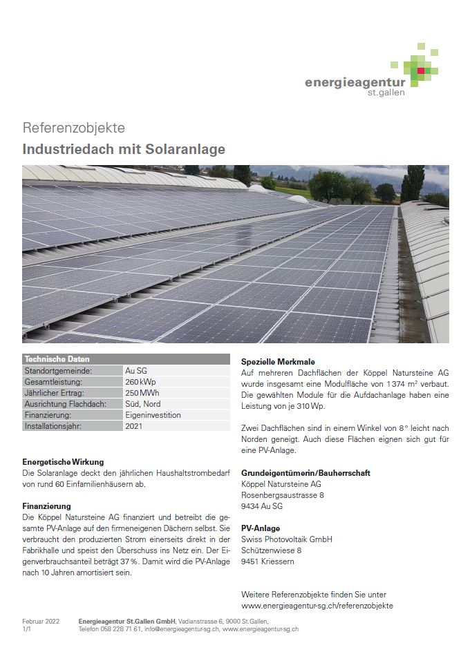 Industriedach in Au SG