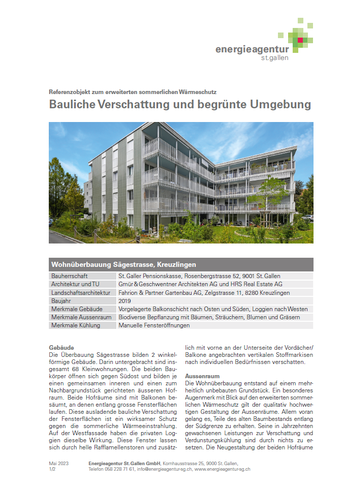 Bauliche Verschattung und begrünte Umgebung