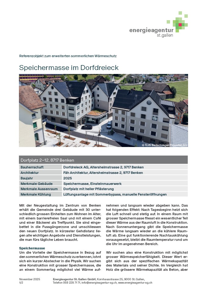 Speichermasse im Dorfdreieck