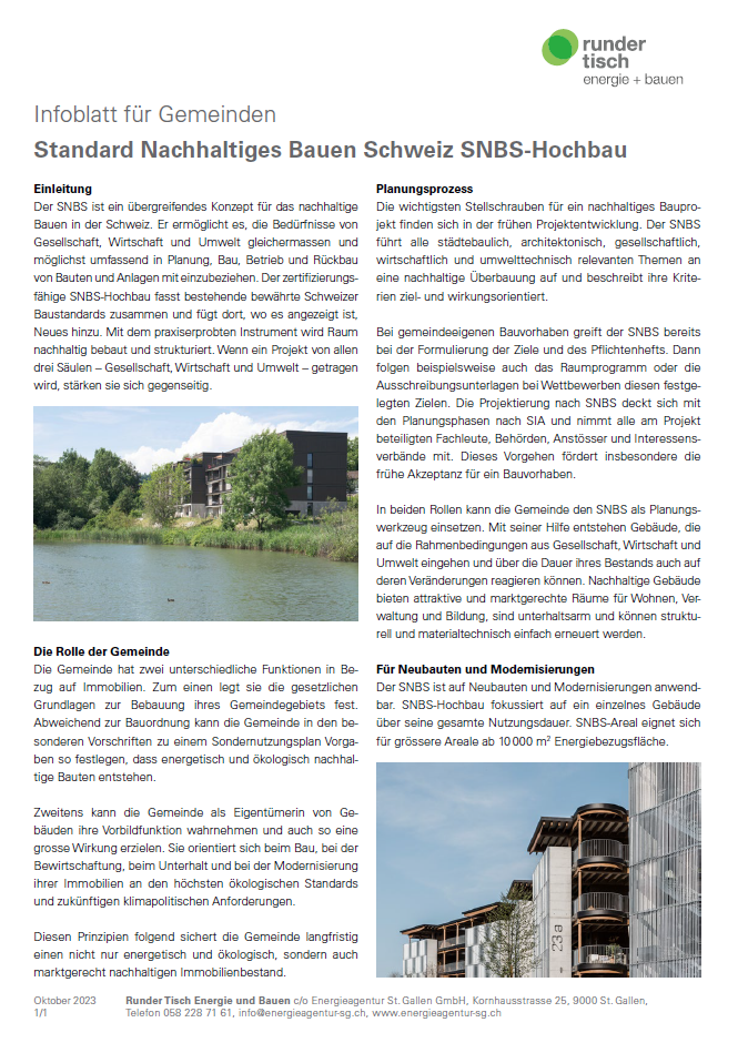 SNBS Hochbau für Gemeinden