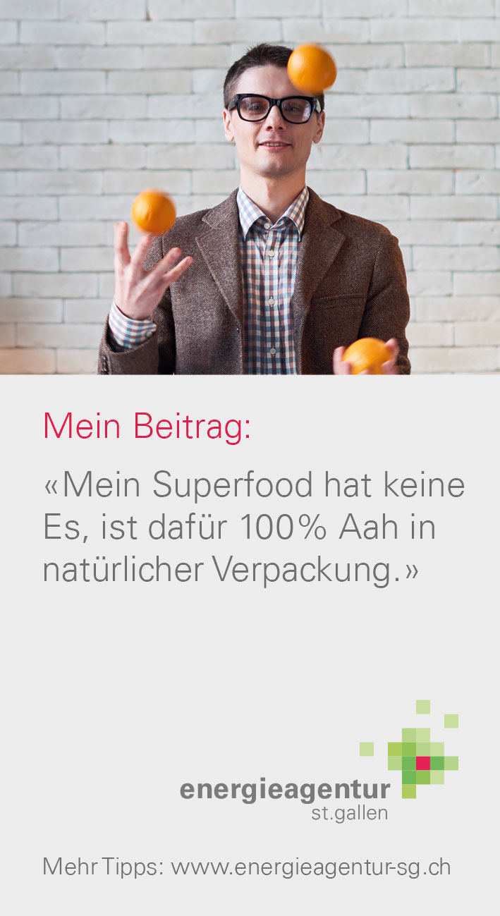 Mein Superfood hat keine Es, ist dafür 100% Aah in natürlicher Verpackung.